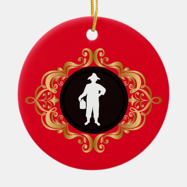 Ornamento De Cerâmica Moonshiner Man Medallion Christmas Ornament (Frente)