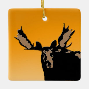 Ornamento De Cerâmica Moose no Sunset - Arte original sobre a vida selva