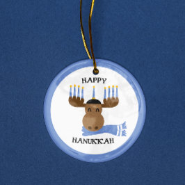 Ornamento De Cerâmica Moosed Happy Hanukkah Engraçado Hanukkah