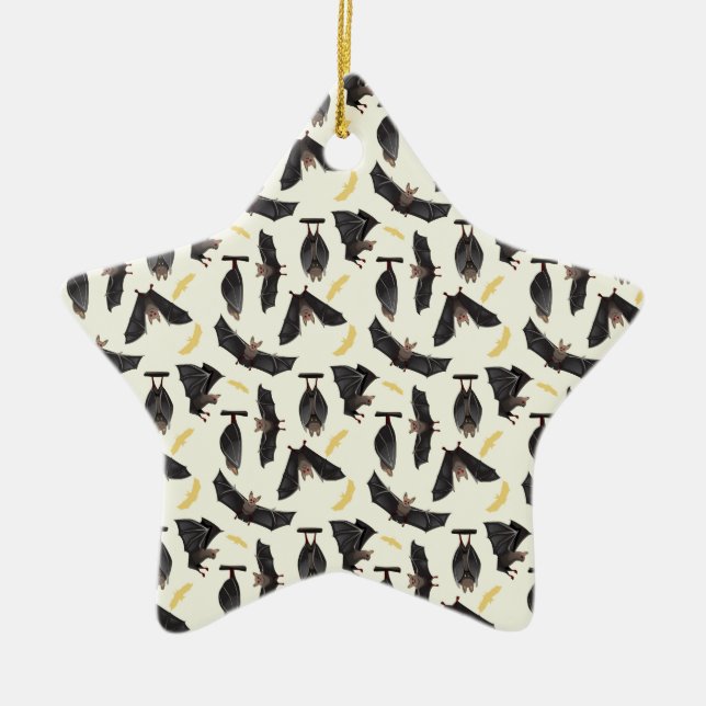 Ornamento De Cerâmica morcegos amarelos (Frente)