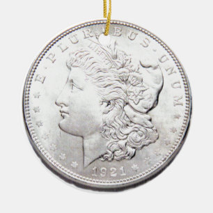 ORNAMENTO DE CERÂMICA MORGAN SILVER DÓLAR