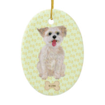 Morkie Com Ossos E Texto Oval