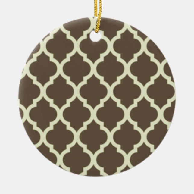 Ornamento De Cerâmica Moroccan Lattice Pattern brown & white (Frente)
