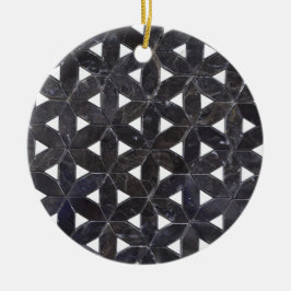 Ornamento De Cerâmica Mosaico Cinza Carvão | padrão flor de vida