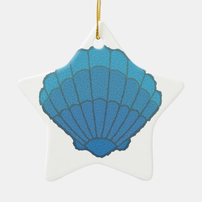 Ornamento De Cerâmica Mosaico de Seashell Azul (Frente)