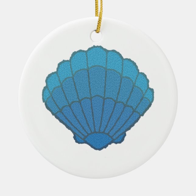 Ornamento De Cerâmica Mosaico de Seashell Azul (Frente)