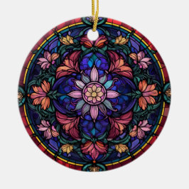 Ornamento De Cerâmica Mosaico floral colorido