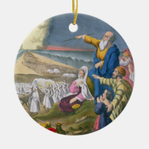 Ornamento De Cerâmica Moses que parte o Mar Vermelho, de uma bíblia