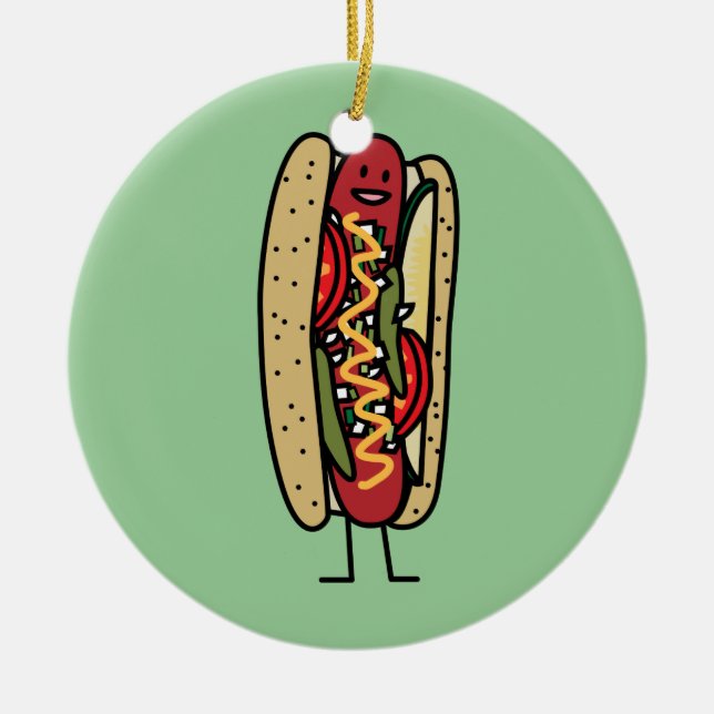 Ornamento De Cerâmica Mostarda vermelha quente do bolo da papoila do (Frente)