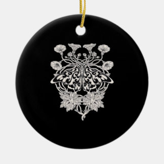 Ornamento De Cerâmica Moth Talisman - Whimsigoth Screenprint Style Drawi