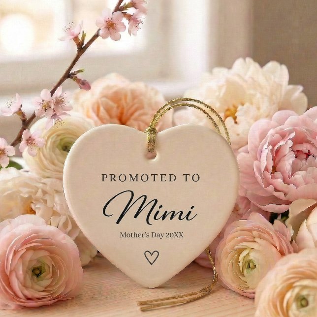 Ornamento De Cerâmica Mother’s Day Pregnancy Reveal Gift for Mimi (mother's day Promotes to Mimi ornament)
