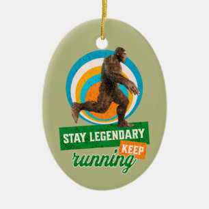 Ornamento De Cerâmica Motivação Divertida de Bigfoot Correndo