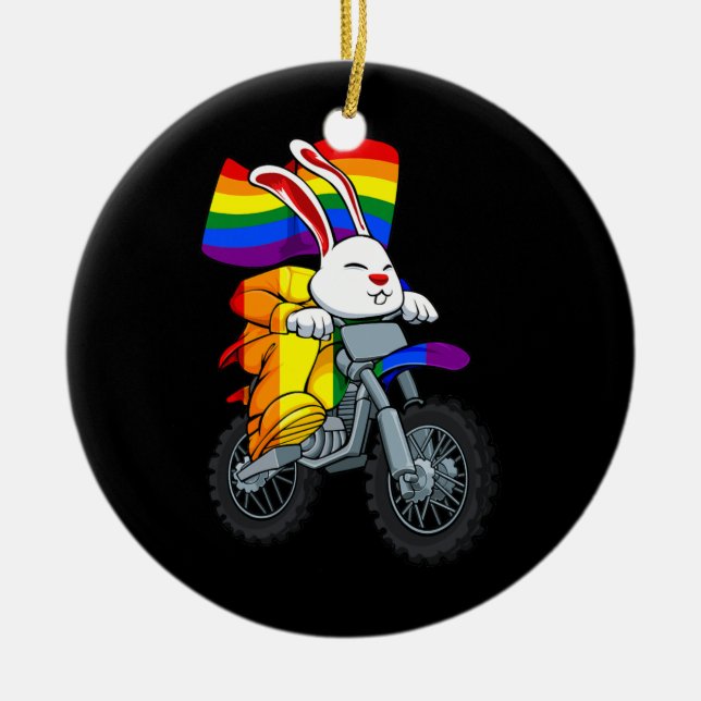 Ornamento De Cerâmica Motocicleta cotovelada LGBT Q Gay (Frente)