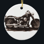 Ornamento De Cerâmica Motocicleta gorda clássica do menino<br><div class="desc">Aprecie o porco do seu menino gordo,  uma motocicleta americana clássica! Esta é velha escola bonito - sinta livre adicionar seu próprio texto e fazer a isto um presente original!</div>