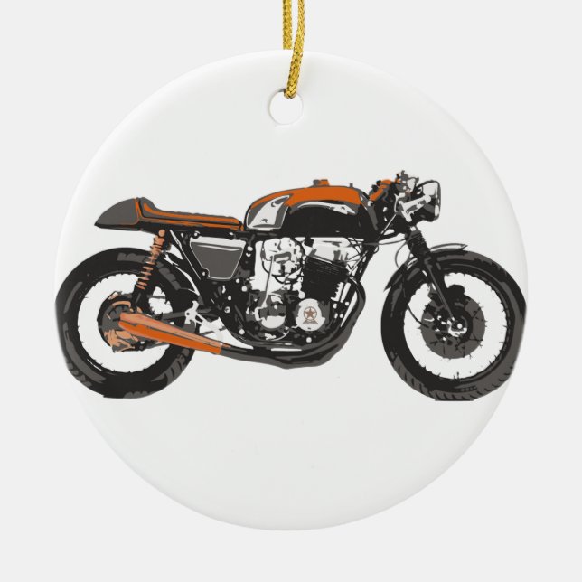 Ornamento De Cerâmica Motocicleta simples - desenho do piloto 750 do (Frente)