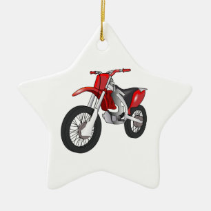 Ornamento De Cerâmica Motocicleta vermelha e preta fora de