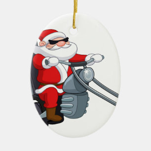 Ornamento De Cerâmica motociclista santa claus