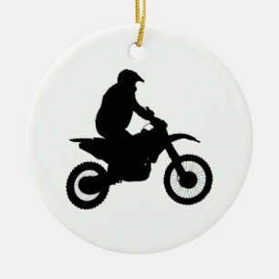 Ornamento De Cerâmica Motocross Silhouette