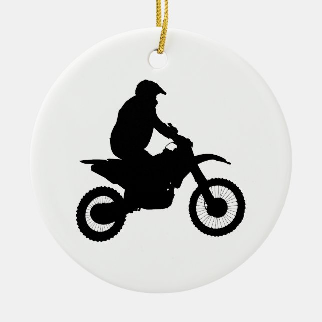 Ornamento De Cerâmica Motocross Silhouette (Frente)