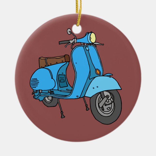 Ornamento De Cerâmica Motoneta azul (Vespa) (Frente)