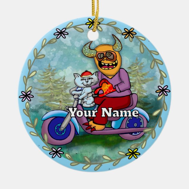 Ornamento De Cerâmica Motorcycle Monster (Frente)