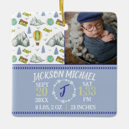 Ornamento De Cerâmica Mountain Memories Birth Stats Christmas Ornament