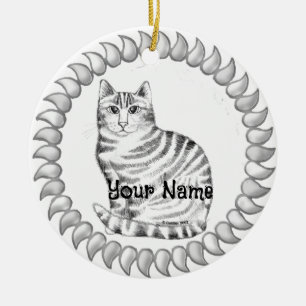 Ornamento De Cerâmica Mouser Tabby Cat