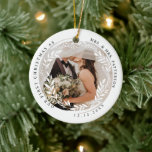 Ornamento De Cerâmica Mr. & Mrs. First Christmas<br><div class="desc">This Mrs. & Mrs. First Christmas Ceramic Ornament is the perfect gift for the newlyweds in your life. Display their wedding date and a photo of them in this personalized ornament to honor their union.</div>