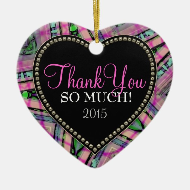 Ornamento De Cerâmica Muito Obrigado Abstrato cor-de-rosa. (Frente)