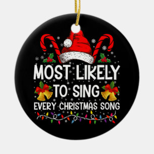 Ornamento De Cerâmica Muito Provável Cantar Toda Canção de Natal Família