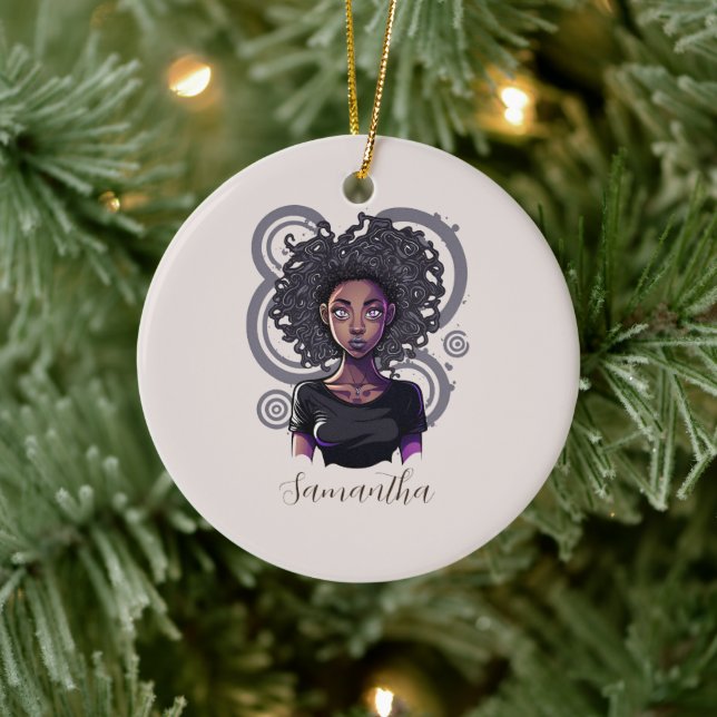 Ornamento De Cerâmica Mulher Afro Mágica (Árvore)