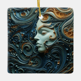 Ornamento De Cerâmica Mulher ao Luar Arte 3D