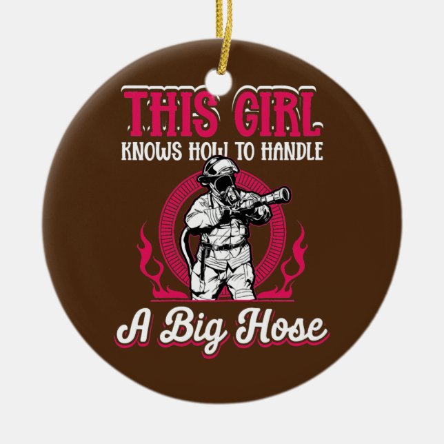 Ornamento De Cerâmica Mulher Bombeiro Que Essa Garota Sabe Como (Frente)