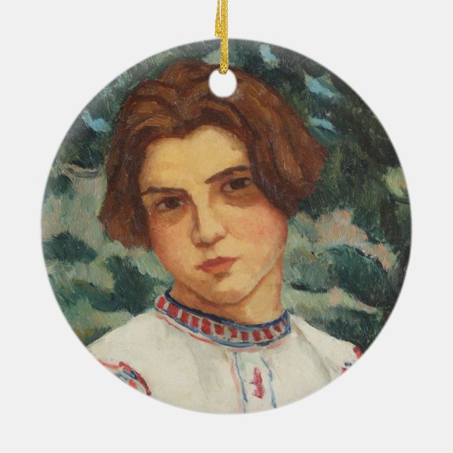 Ornamento De Cerâmica Mulher camponesa romena (por Stefan Dimitrescu) (Traseira)