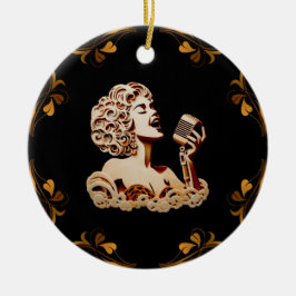 Ornamento De Cerâmica Mulher cantando papel artesanatos música arte