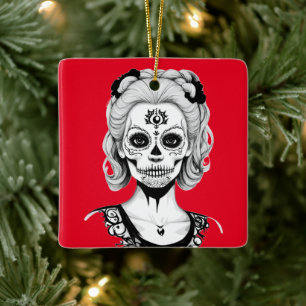 ORNAMENTO DE CERÂMICA MULHER DE CABEÇA-CRUZADA