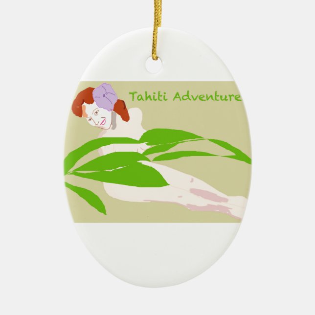 Ornamento De Cerâmica Mulher de Tahiti (Frente)