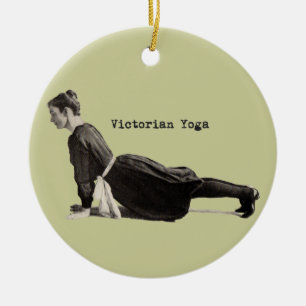 Ornamento De Cerâmica Mulher de Yoga Vitoriana Vintage Impressão Pose de