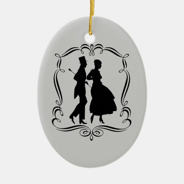 Ornamento De Cerâmica Mulher do Partido Silhouette Art Ornament (Frente)