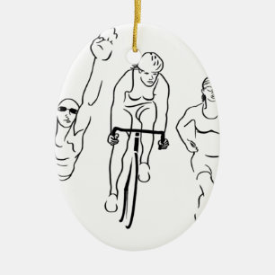 Ornamento De Cerâmica Mulher do Triathlon do funcionamento da bicicleta