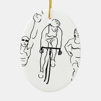 Ornamento De Cerâmica Mulher do Triathlon do funcionamento da bicicleta