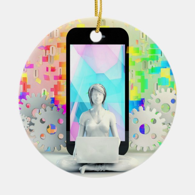 Ornamento De Cerâmica Mulher empresária e proprietária de Lady Business  (Frente)