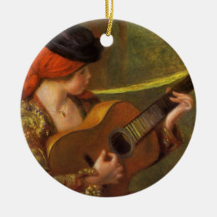 Ornamento De Cerâmica Mulher espanhola nova com uma guitarra por Pierre