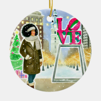 Ornamento De Cerâmica Mulher Hispânica Personalizada em LOVE Philly