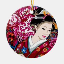 Ornamento De Cerâmica Mulher japonesa no quimono