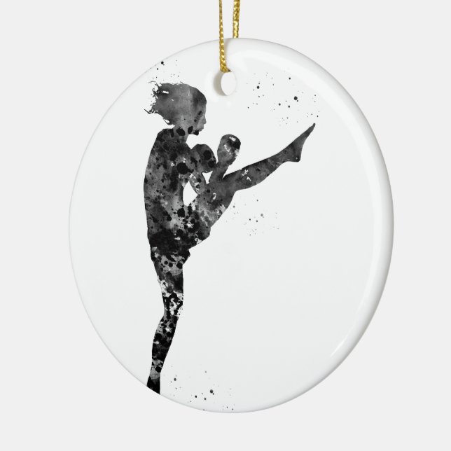 Ornamento De Cerâmica Mulher kickboxer (Esquerda)