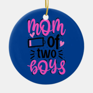 Ornamento De Cerâmica Mulher Mãe de Dois Meninos Mãe de Dois Mãe de 2