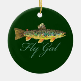 Ornamento De Cerâmica Mulher que pesca voo