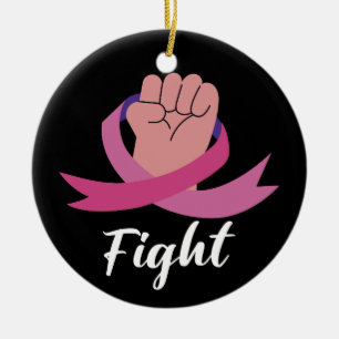 Ornamento De Cerâmica Mulheres com Laço Rosa Conscientização sobre Cânce