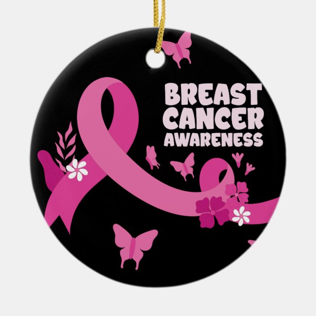 Ornamento De Cerâmica Mulheres de fita rosa Cancer Sensibilização para o (Frente)